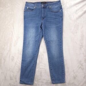 Tahari Jeans Womens 10 Blue Chloe‎ Fit Solution Skinny Hemmed Inseam 26 Stretch